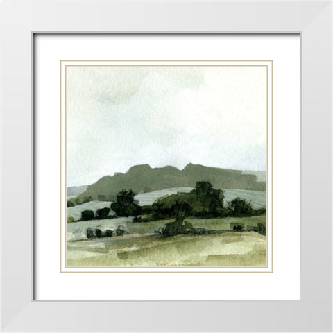 Vert Landscape II White Modern Wood Framed Art Print with Double Matting by Caroline, Emma