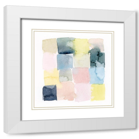 Pastel Patches I White Modern Wood Framed Art Print with Double Matting by Popp, Grace