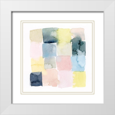 Pastel Patches I White Modern Wood Framed Art Print with Double Matting by Popp, Grace