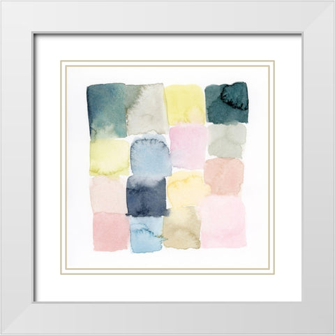 Pastel Patches II White Modern Wood Framed Art Print with Double Matting by Popp, Grace