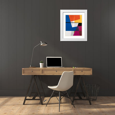 Modular V White Modern Wood Framed Art Print with Double Matting by Fuchs, Jodi