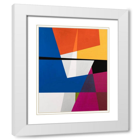 Modular V White Modern Wood Framed Art Print with Double Matting by Fuchs, Jodi