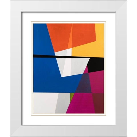 Modular V White Modern Wood Framed Art Print with Double Matting by Fuchs, Jodi