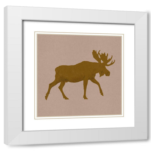 Golden Moose I White Modern Wood Framed Art Print with Double Matting by Green, Jacob