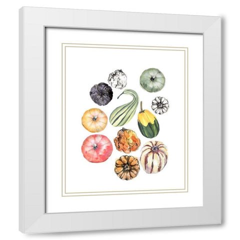 Watercolor Pumpkins II White Modern Wood Framed Art Print with Double Matting by Parker, Jennifer Paxton