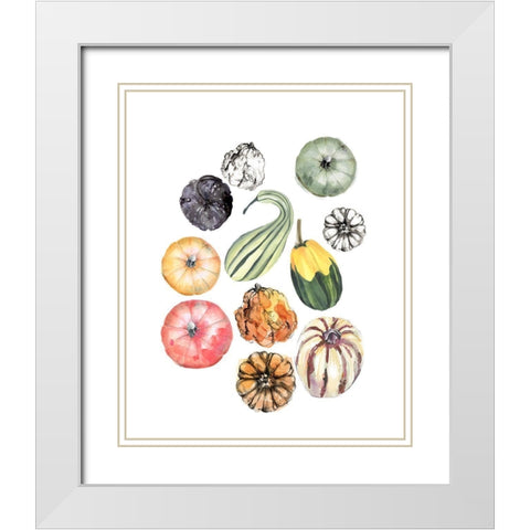 Watercolor Pumpkins II White Modern Wood Framed Art Print with Double Matting by Parker, Jennifer Paxton