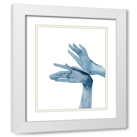 Shadow Hands I White Modern Wood Framed Art Print with Double Matting by Popp, Grace