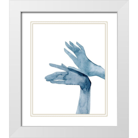 Shadow Hands I White Modern Wood Framed Art Print with Double Matting by Popp, Grace