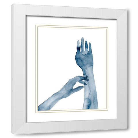 Shadow Hands II White Modern Wood Framed Art Print with Double Matting by Popp, Grace