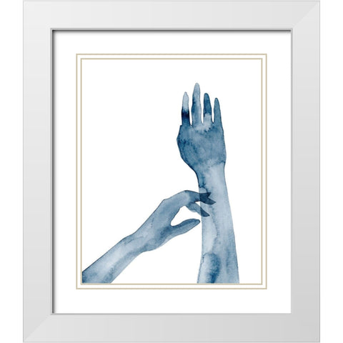 Shadow Hands II White Modern Wood Framed Art Print with Double Matting by Popp, Grace