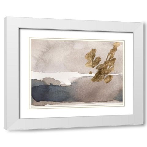 Watercolor with Gold II White Modern Wood Framed Art Print with Double Matting by Green, Jacob