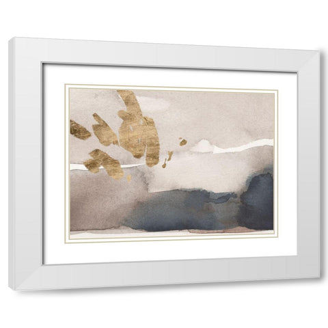 Watercolor with Gold III White Modern Wood Framed Art Print with Double Matting by Green, Jacob