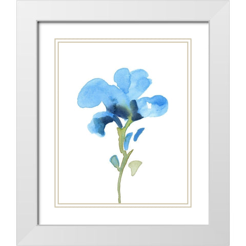 Striking Blue Iris I White Modern Wood Framed Art Print with Double Matting by Green, Jacob