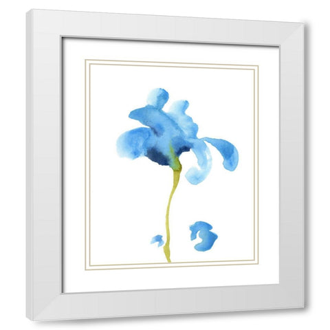 Striking Blue Iris II White Modern Wood Framed Art Print with Double Matting by Green, Jacob
