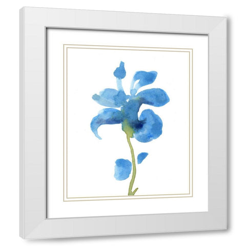 Striking Blue Iris III White Modern Wood Framed Art Print with Double Matting by Green, Jacob