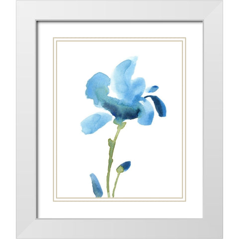 Striking Blue Iris IV White Modern Wood Framed Art Print with Double Matting by Green, Jacob