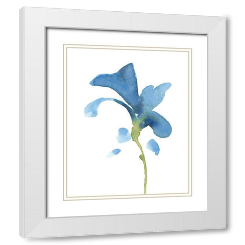 Striking Blue Iris V White Modern Wood Framed Art Print with Double Matting by Green, Jacob