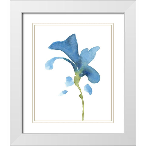 Striking Blue Iris V White Modern Wood Framed Art Print with Double Matting by Green, Jacob