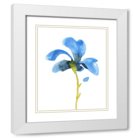 Striking Blue Iris VI White Modern Wood Framed Art Print with Double Matting by Green, Jacob