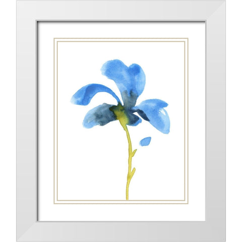 Striking Blue Iris VI White Modern Wood Framed Art Print with Double Matting by Green, Jacob