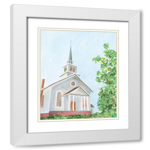 Countryside Church II White Modern Wood Framed Art Print with Double Matting by Moore, Regina