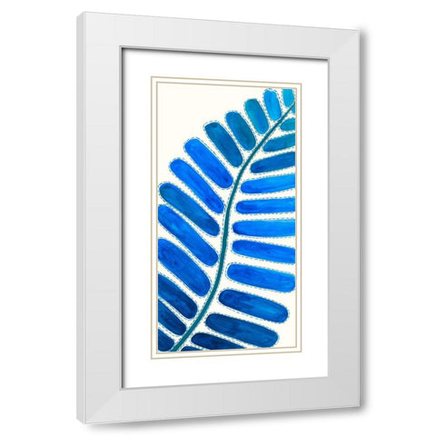 Mod Leaf Motif I White Modern Wood Framed Art Print with Double Matting by Moore, Regina