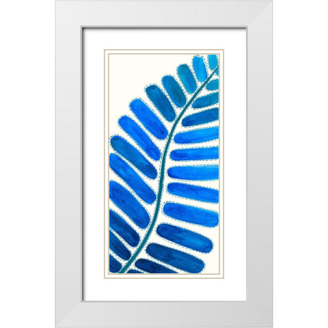 Mod Leaf Motif I White Modern Wood Framed Art Print with Double Matting by Moore, Regina