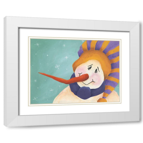 Carrot Nose Snowman I White Modern Wood Framed Art Print with Double Matting by Moore, Regina