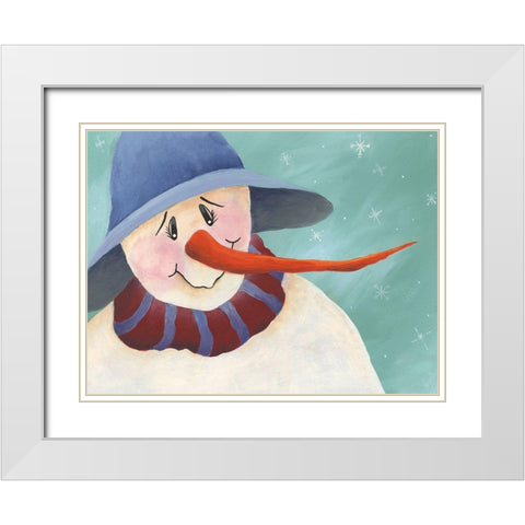 Carrot Nose Snowman II White Modern Wood Framed Art Print with Double Matting by Moore, Regina