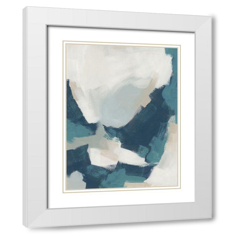 Brushy Blues I White Modern Wood Framed Art Print with Double Matting by Vess, June Erica