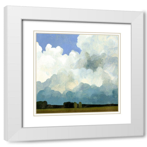 Blue Cumulus I White Modern Wood Framed Art Print with Double Matting by Caroline, Emma