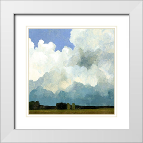 Blue Cumulus I White Modern Wood Framed Art Print with Double Matting by Caroline, Emma