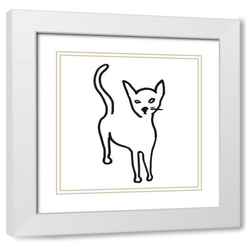 Kitteh I White Modern Wood Framed Art Print with Double Matting by Longley, Alicia