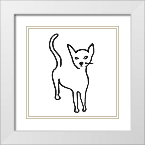 Kitteh I White Modern Wood Framed Art Print with Double Matting by Longley, Alicia