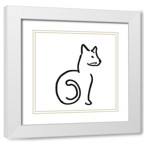 Kitteh II White Modern Wood Framed Art Print with Double Matting by Longley, Alicia