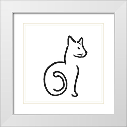 Kitteh II White Modern Wood Framed Art Print with Double Matting by Longley, Alicia