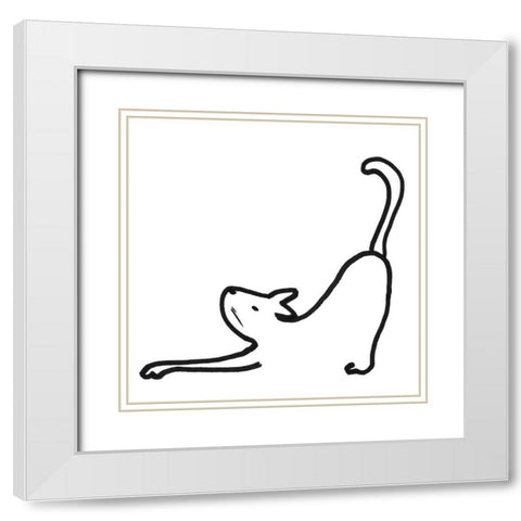 Kitteh III White Modern Wood Framed Art Print with Double Matting by Longley, Alicia