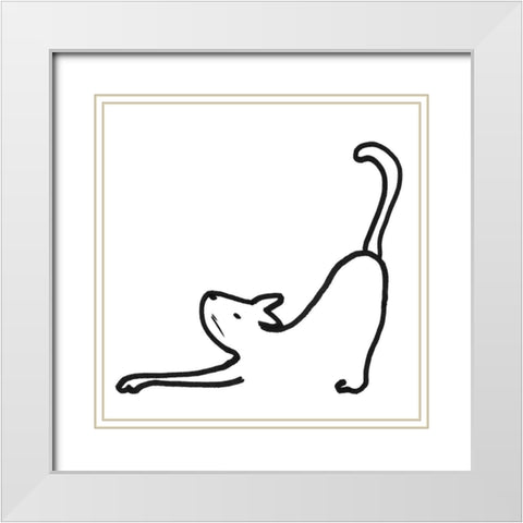 Kitteh III White Modern Wood Framed Art Print with Double Matting by Longley, Alicia