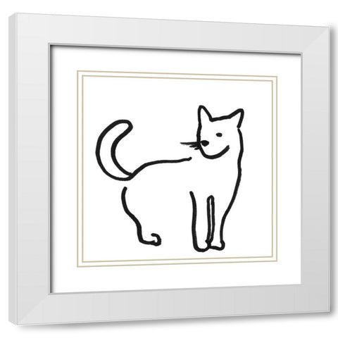 Kitteh IV White Modern Wood Framed Art Print with Double Matting by Longley, Alicia