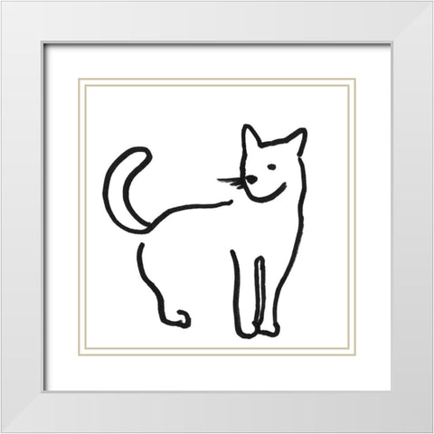 Kitteh IV White Modern Wood Framed Art Print with Double Matting by Longley, Alicia