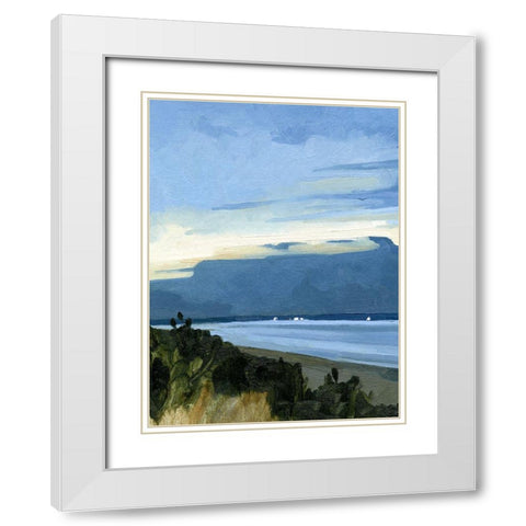 Blue Ocean Evening II White Modern Wood Framed Art Print with Double Matting by Caroline, Emma