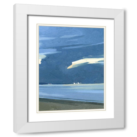 Blue Ocean Evening III White Modern Wood Framed Art Print with Double Matting by Caroline, Emma