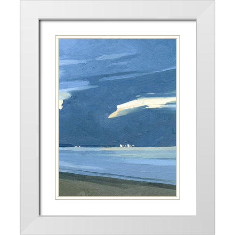 Blue Ocean Evening III White Modern Wood Framed Art Print with Double Matting by Caroline, Emma