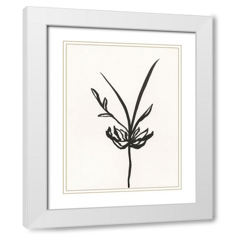 Ink Botanical Sketch I White Modern Wood Framed Art Print with Double Matting by Holland, J.