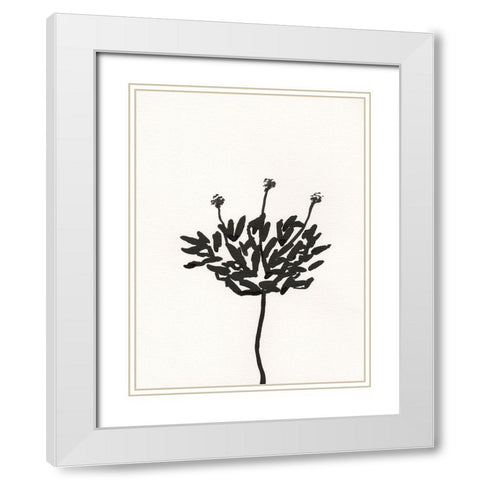 Ink Botanical Sketch III White Modern Wood Framed Art Print with Double Matting by Holland, J.