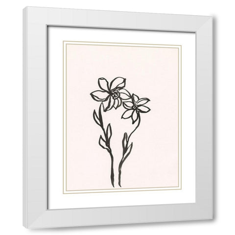 Ink Botanical Sketch IV White Modern Wood Framed Art Print with Double Matting by Holland, J.