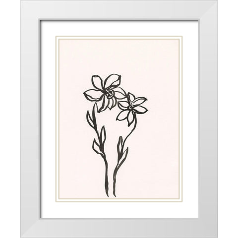 Ink Botanical Sketch IV White Modern Wood Framed Art Print with Double Matting by Holland, J.
