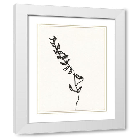 Ink Botanical Sketch IX White Modern Wood Framed Art Print with Double Matting by Holland, J.