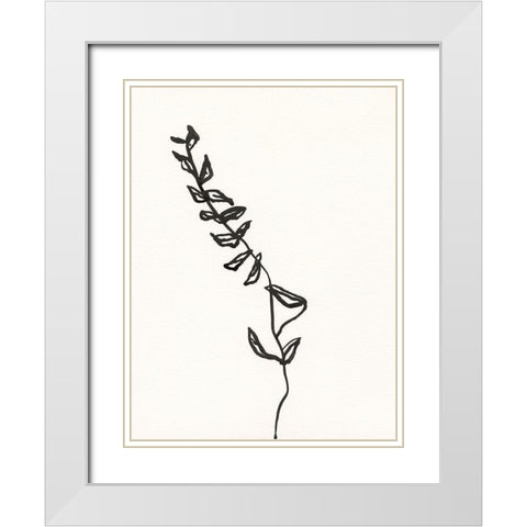 Ink Botanical Sketch IX White Modern Wood Framed Art Print with Double Matting by Holland, J.
