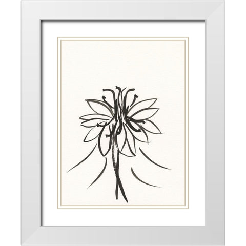Ink Botanical Sketch XI White Modern Wood Framed Art Print with Double Matting by Holland, J.